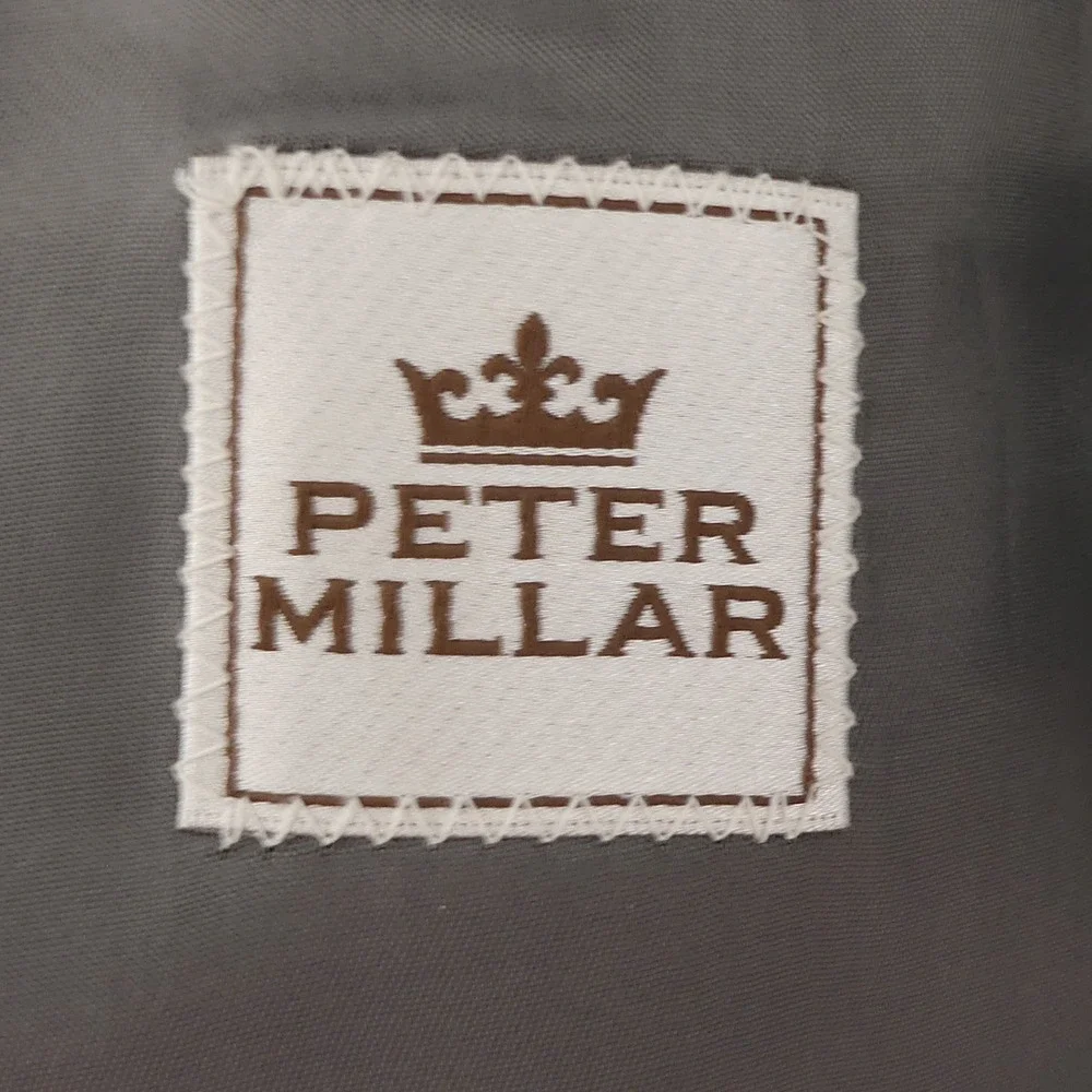 Peter Millar‎ 2-Button Wool Sport Coat Gray Blue Check Actual 44L Tagged 46L
